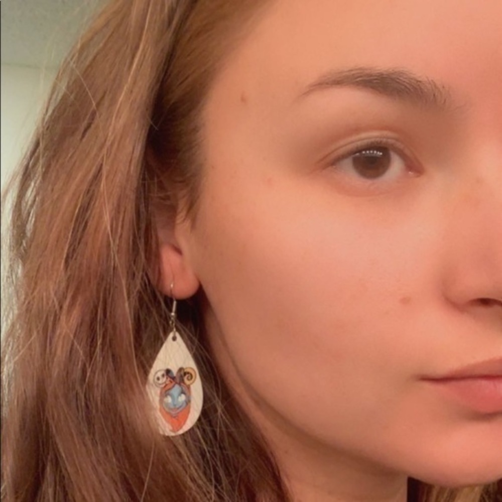 Witchy vibes moon child wood tear drop earring set new - Picture 2 of 2